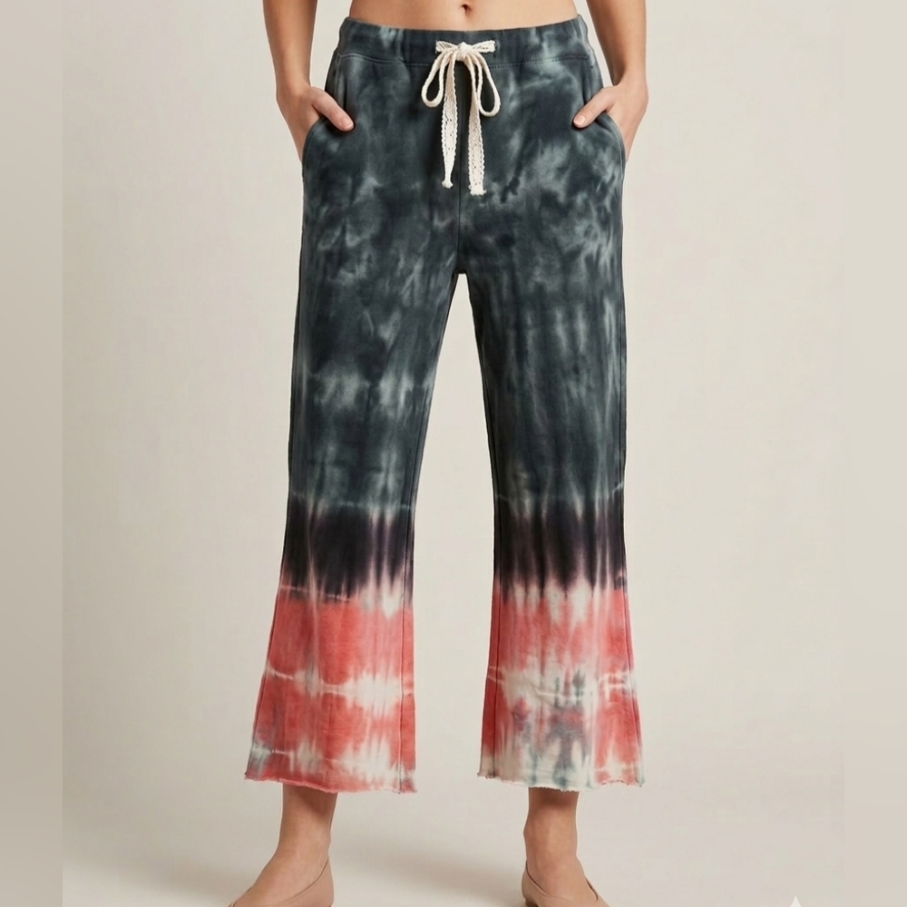 POL Tie-Dye Crochet Drawstring Wide-Leg Lounge Pants Sz Small NWOT